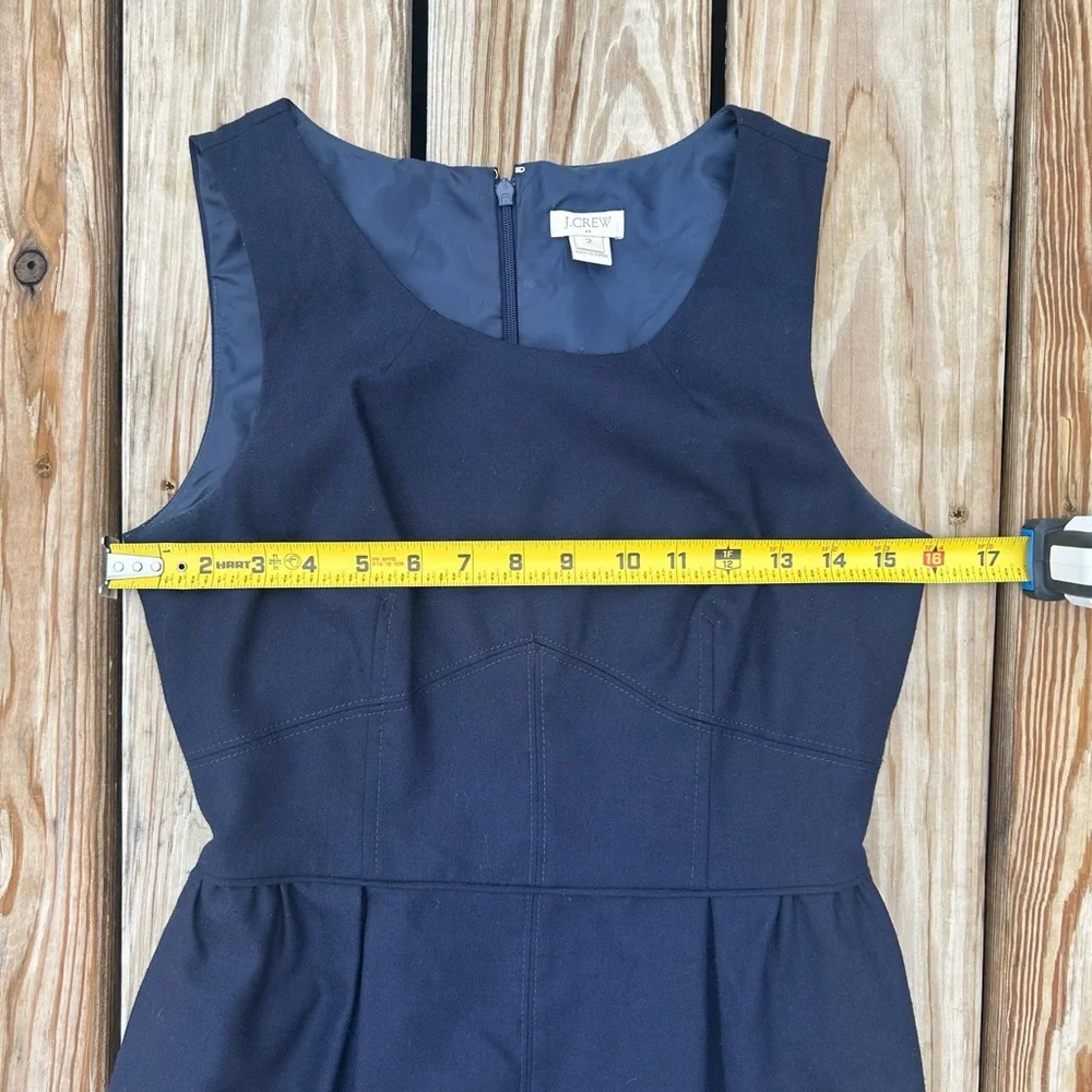 J.Crew Dress Sz‎ 2 Allie In Festival Blue Wool Blend Sleeveless Sheath